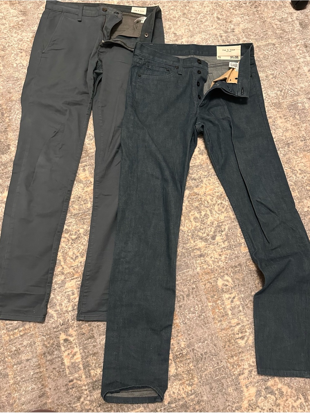 rag & bone Men's Slim Straight Jeans in Charcoal and Dark Blue